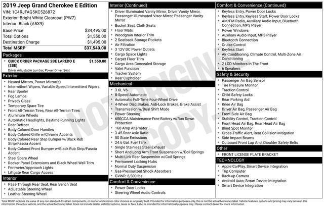 2019 Jeep Grand Cherokee Laredo E 4x4