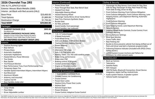 2026 Chevrolet Trax 2RS