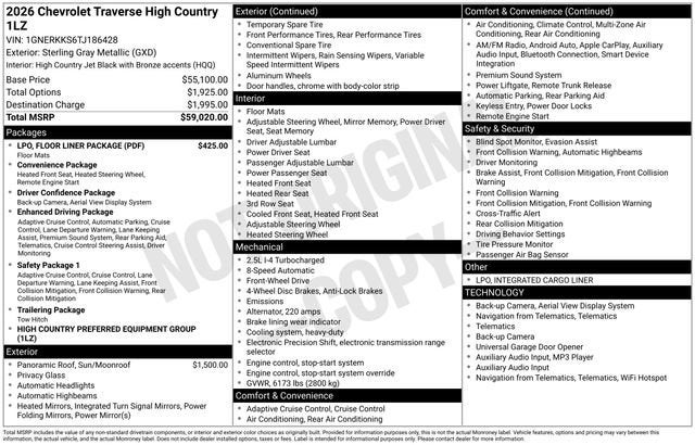 2026 Chevrolet Traverse High Country
