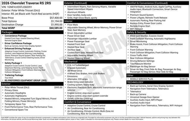 2026 Chevrolet Traverse RS