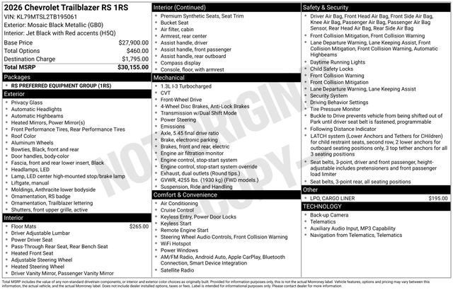 2026 Chevrolet Trailblazer RS
